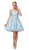 Dancing Queen - 3158 Embroidered Foliage Short A-Line Dress In Blue