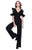 Shail K - 31665 V Neck Ruffled Cold Shoulder Jumpsuit In Black