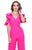 Shail K - 31665 V Neck Ruffled Cold Shoulder Jumpsuit In Pink