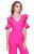 Shail K - 31665 V Neck Ruffled Cold Shoulder Jumpsuit In Pink