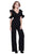 Shail K - 31665 V Neck Ruffled Cold Shoulder Jumpsuit In Black