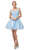 Dancing Queen - 3167 Appliqued Illusion Bodice Tulle Dress In Blue