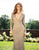 Primavera Couture - 3171 Geometric Sequined Long Sleeve Gown In Nude