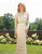 Primavera Couture - 3172 High Neck Beaded Long Sleeve Sheath Gown In Nude