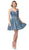 Dancing Queen - 3173 Jewel Draped Metallic A-Line Dress In Blue