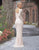 Primavera Couture - 3173 Scroll Motif Beaded Long Sleeve Sheath Gown In Pink and Silver