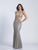 Dave & Johnny - 3173 Embellished Halter Lace Sheath Dress in Gold and Gray