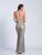 Dave & Johnny - 3173 Embellished Halter Lace Sheath Dress in Gold and Gray