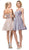 Dancing Queen - 3173 Jewel Draped Metallic A-Line Dress In Pink and Purple