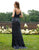 Primavera Couture - 3174 Fringed V-Neck Sheath Evening Gown In Blue