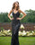 Primavera Couture - 3174 Fringed V-Neck Sheath Evening Gown In Blue