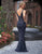 Primavera Couture - 3178 Plunging V-Neck Sequined Evening Gown In Blue