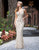 Primavera Couture - 3178 Plunging V-Neck Sequined Evening Gown In Nude and Silver