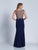 Dave & Johnny - 3180W Embellished Illusion Scoop Sheath Dress in Blue