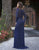 Primavera Couture - 3181 Sequined Long Sleeves Sheath Gown In Blue
