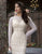 Primavera Couture - 3181 Sequined Long Sleeves Sheath Gown In Nude and Silver