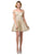 Dancing Queen - 3184 Embellished Plunging Off-Shoulder A-line Dress In Gold