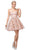 Dancing Queen - 3185 Glitter Sweetheart A-Line Short Dress In Pink and Gold