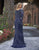 Primavera Couture - 3186 Sequined Long Sleeves Sheath Gown In Blue