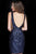 Jovani - 3187 Sequined Low V-Neck Sleeveless Cocktail Dress In Blue and Black