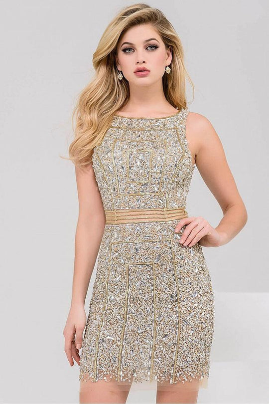 31908 Bedazzled Bateau Sheath Dress