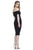Shail K - 31915 Off-Shoulder Spandex Knee Length Dress in Black