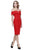Shail K - 31915 Off-Shoulder Spandex Knee Length Dress in Red