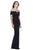 Shail K - 31915L Long Off-Shoulder Sheath Spandex Dress in Black