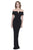 Shail K - 31915L Long Off-Shoulder Sheath Spandex Dress in Black