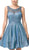 Dancing Queen - 3194 Beaded Illusion Scoop Metallic Dress In Blue