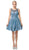 Dancing Queen - 3194 Beaded Illusion Scoop Metallic Dress In Blue