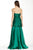 Theia - 881527 Strapless Rosette Detail Pleated Organza Gown in Green