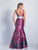 Dave & Johnny - 3199 Multi-Colored Print Deep V-neck Trumpet Dress in Multi-Color and Print