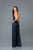 Scala - 48941 Lattice Beaded Plunging Jumpsuit In Blue