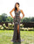 Primavera Couture - 3202 Embellished Plunging V-neck Trumpet Dress In Black and Multi-Color