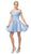 Dancing Queen - 3203 Appliqued Bodice Off Shoulder A-Line Dress In Blue