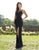 Primavera Couture - 3204 Swirl-Beaded Cut-In Sheath Gown In Black