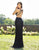 Primavera Couture - 3204 Swirl-Beaded Cut-In Sheath Gown In Black