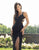 Primavera Couture - 3204 Swirl-Beaded Cut-In Sheath Gown In Black