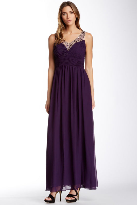 Decode 1.8 - Jewel Neck A-Line Dress 182562 in Purple
