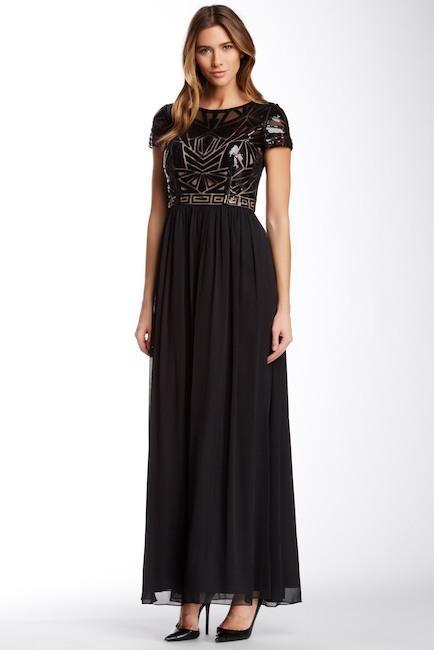 Decode 1.8 - 182481D Illusion Bateau Chiffon A-line Dress in Black and Neutral