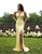 Primavera Couture - 3207 Sheer Plunging Neck Fully Beaded Evening Gown In Yellow