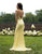 Primavera Couture - 3207 Sheer Plunging Neck Fully Beaded Evening Gown In Yellow