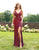 Primavera Couture - 3208 Sequined Plunging V-neck Fitted Dress In Red and Purple