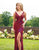 Primavera Couture - 3208 Sequined Plunging V-neck Fitted Dress In Red and Purple