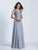 Dave & Johnny - 3210W Embellished V-neck A-line Dress in Silver