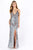 Primavera Couture - 3211 Strappy Plunging V-neck Gown with Slit In Gray