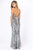 Primavera Couture - 3211 Strappy Plunging V-neck Gown with Slit In Gray