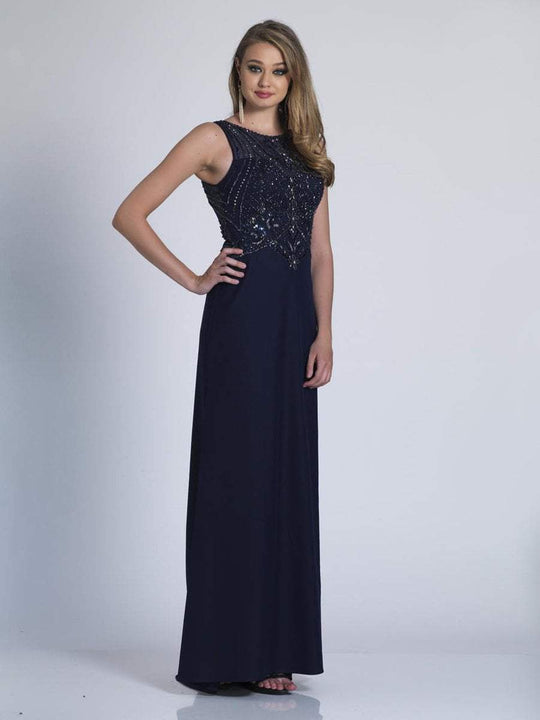 Dave & Johnny - 3211 Embellished Halter Sheath Dress in Blue