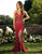 Primavera Couture - 3212 Bedazzled Deep Sweetheart Trumpet Dress In Red and Gray